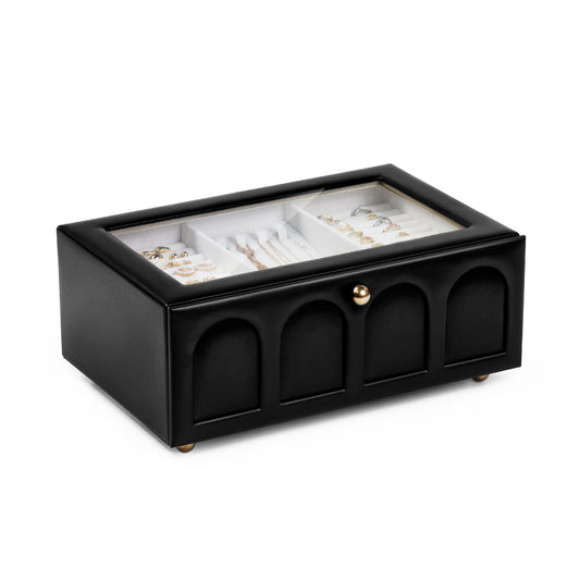 Double Drawer Jewelry Organizer With Glass Lid for Women