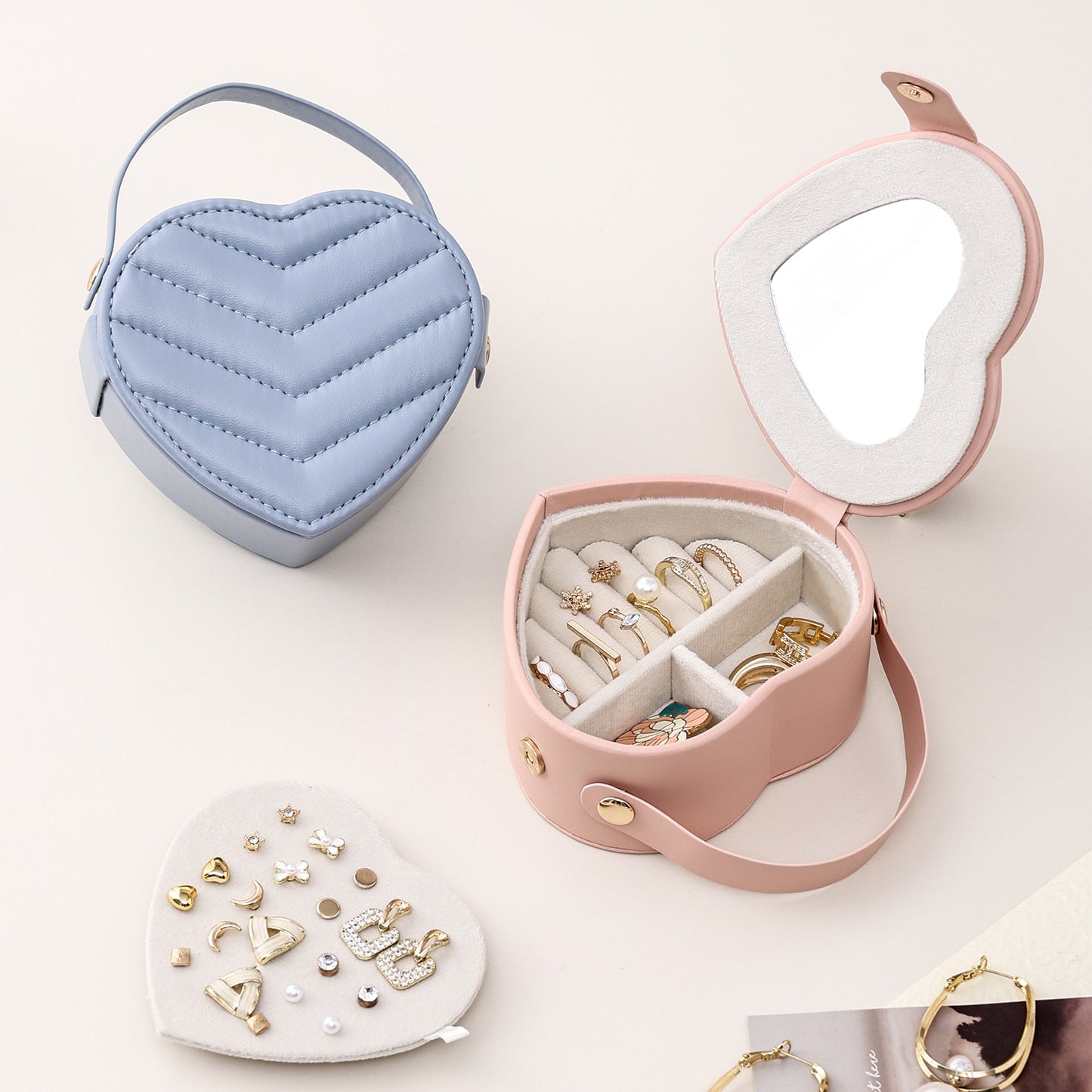 Portable Travel Heart Shaped Jewelry Box