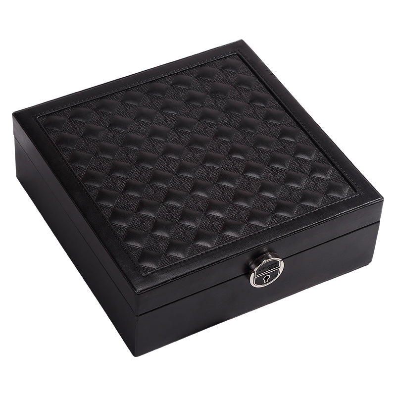 Casegrace 3-in-1 Large Jewelry Storage Box, Detachable Tray, Built-in Mirror, with Key