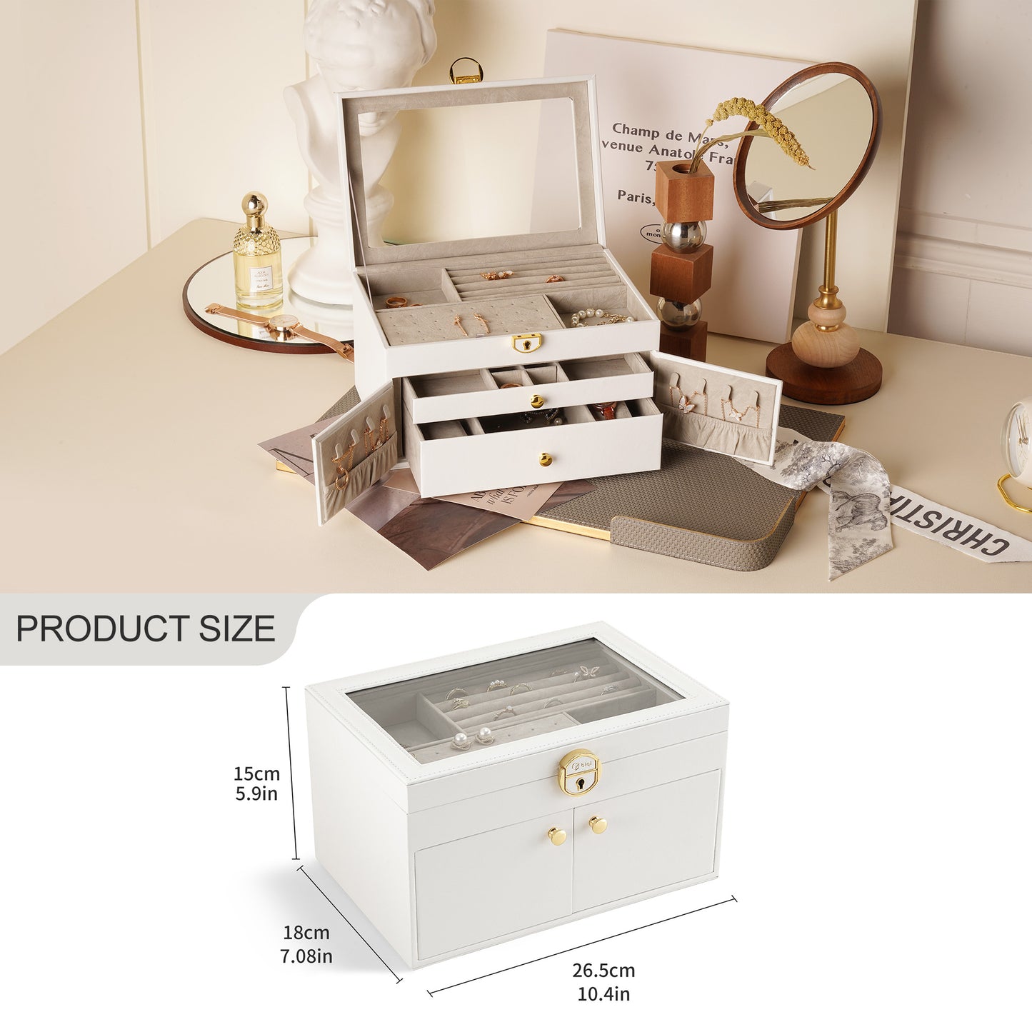 Clear Lid Jewelry Box 3 Layers Jewelry Organizer