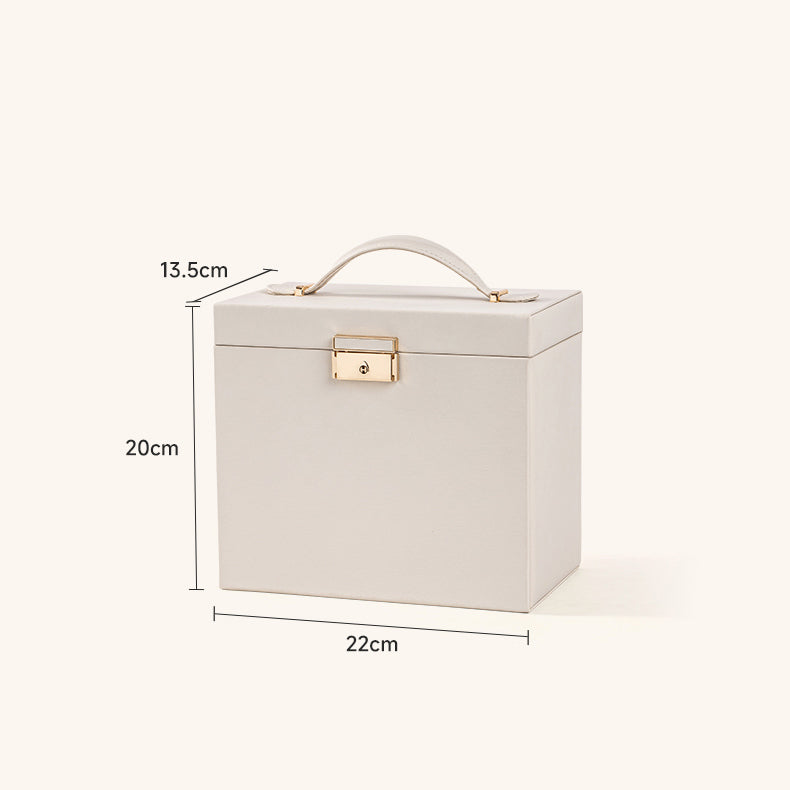 Casegrace 4-Layer Large Capacity Jewelry Box with Built-in Mirror, Double Side Necklace Hooks, Multi-Layer Drawer Organizer
