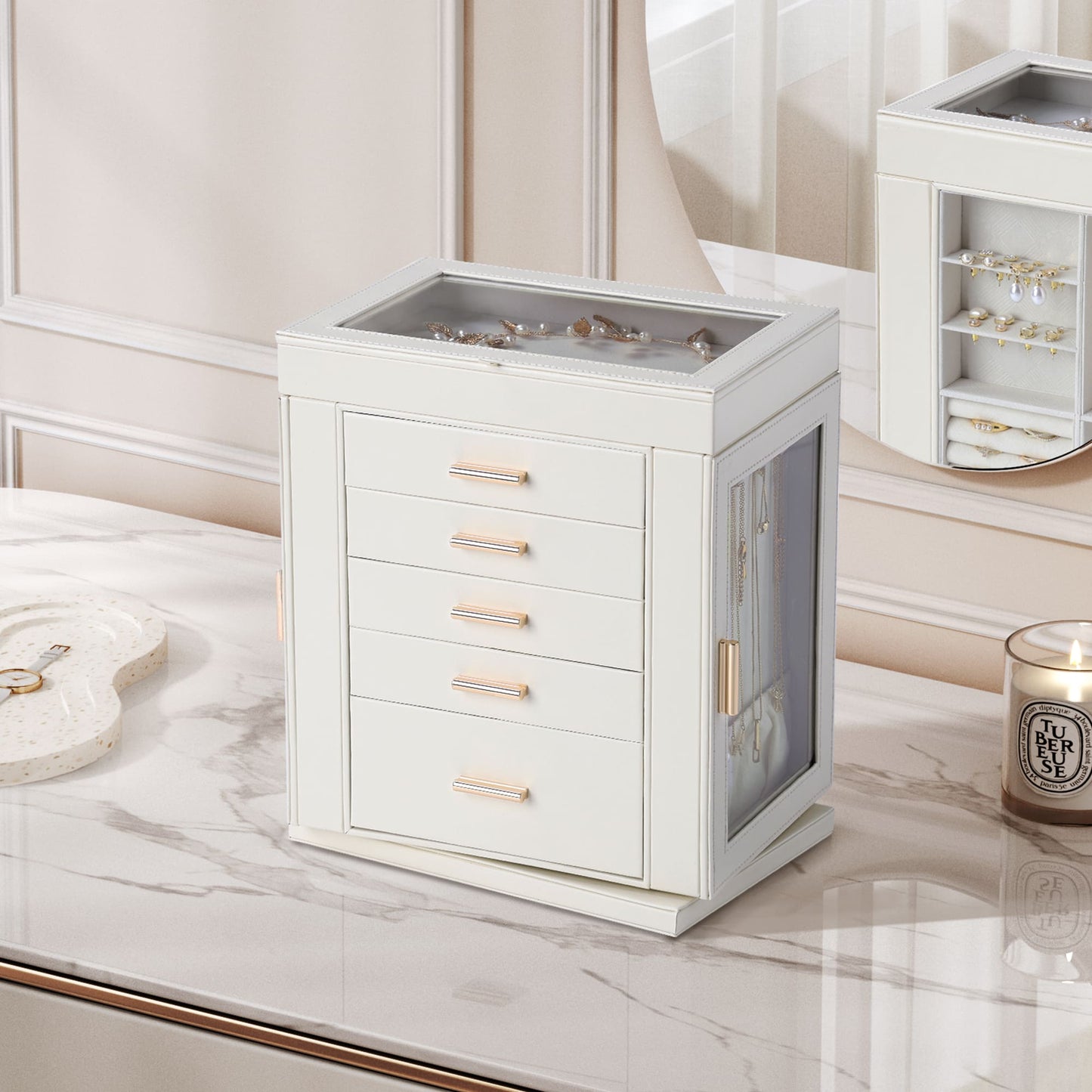 CASEGRACE 6-Tier Jewelry Box 360° Rotating