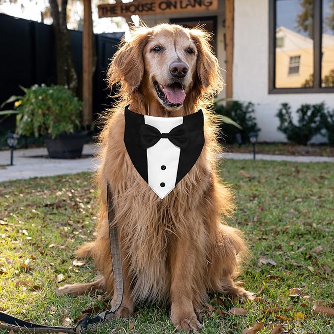 Dog Tuxedo Suit Wedding Bandana Collar with Bow Tie
