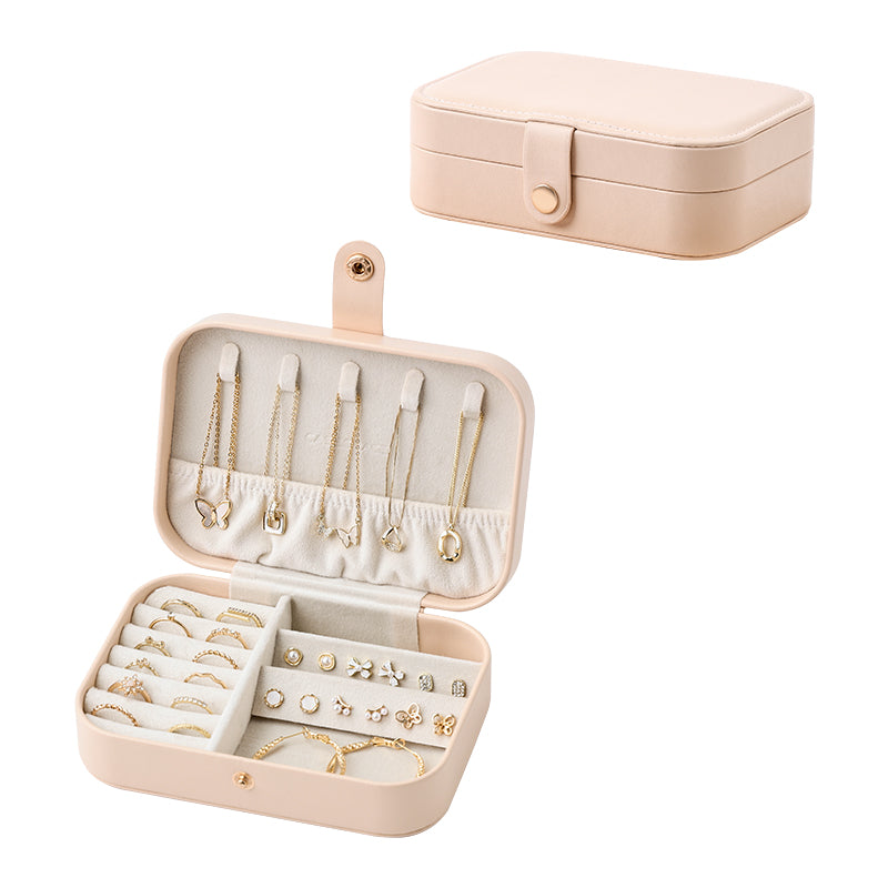 Casegrace Portable Travel Jewelry Box PU Leather Snap‑Closure Jewelry Organizer for Women