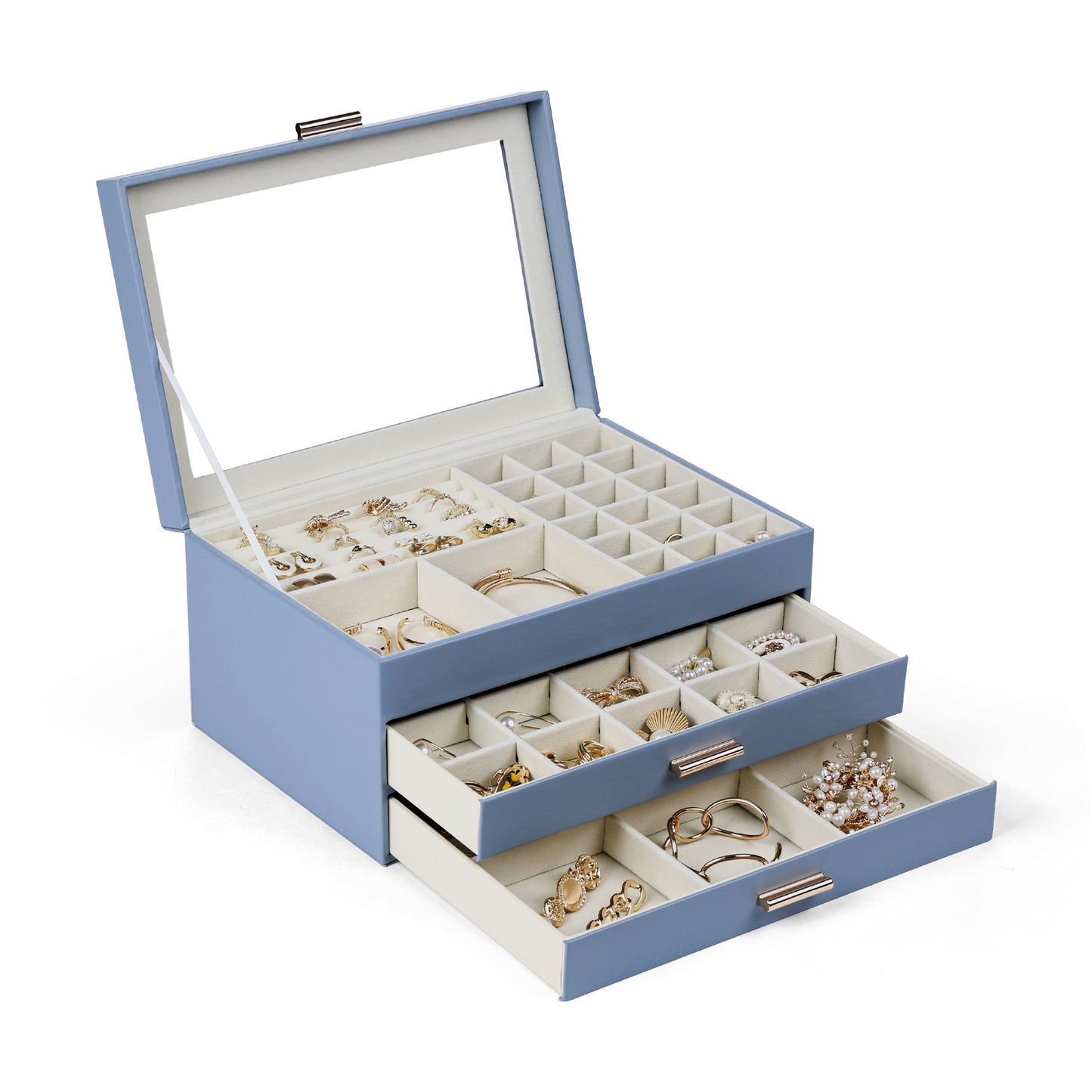 Casegrace 3-Layer Faux Leather Jewelry Box