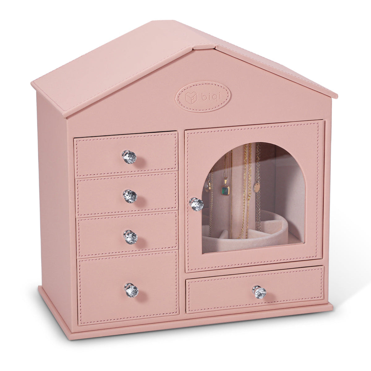 BIQI PINK Hut-shaped Jewelry Box With 5-layer Drawers