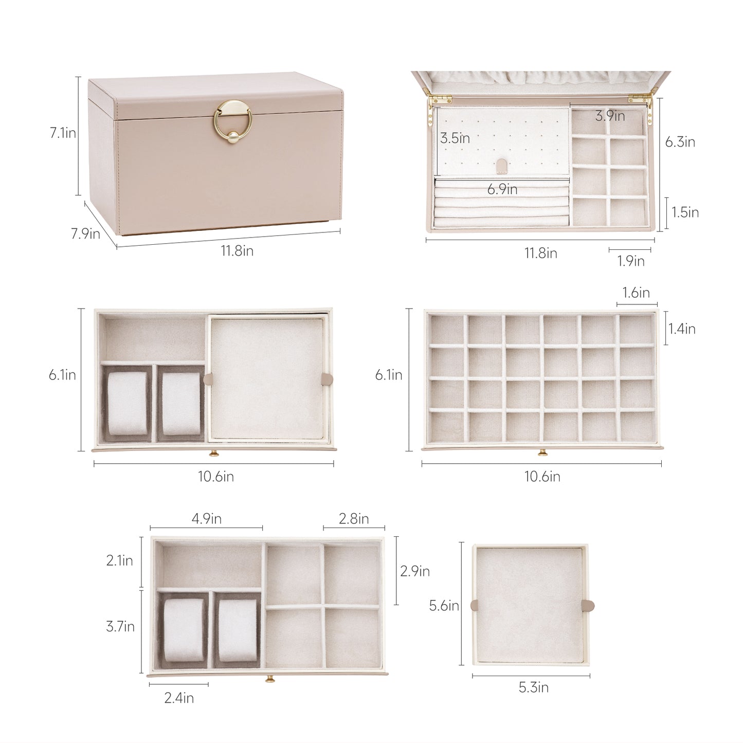 3-Tier Jewelry Organizer Box with 2 Drawers