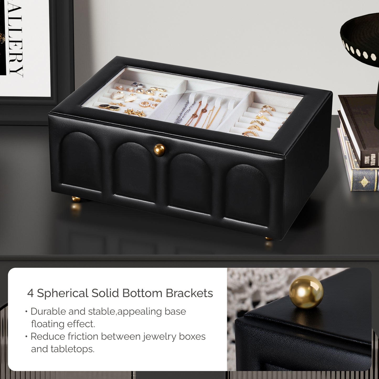 Double Drawer Jewelry Organizer With Glass Lid for Women