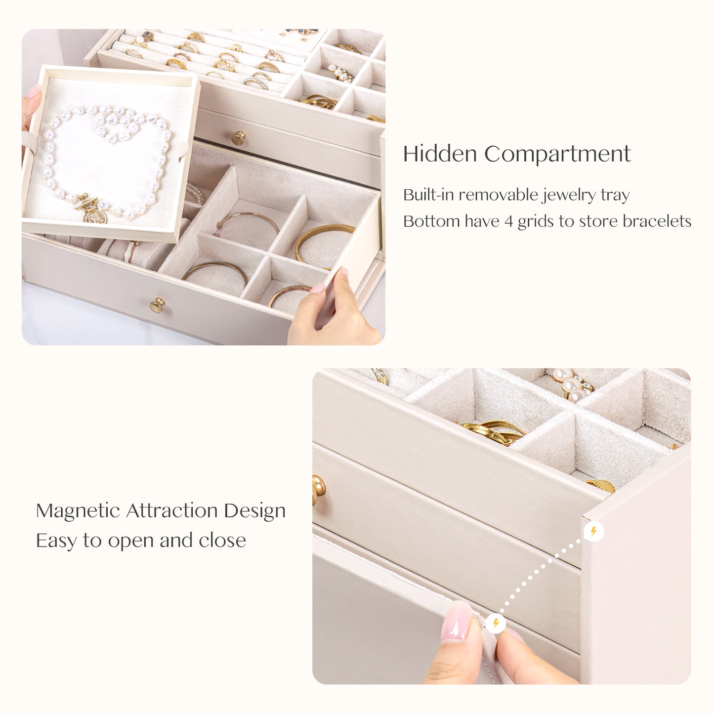 3-Tier Jewelry Organizer Box with 2 Drawers