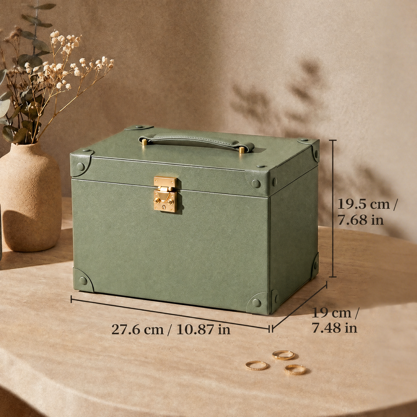 Casegrace Vintage Huge Jewelry Case, Built-in Mirror, With Modular Travel Jewelry Organizer