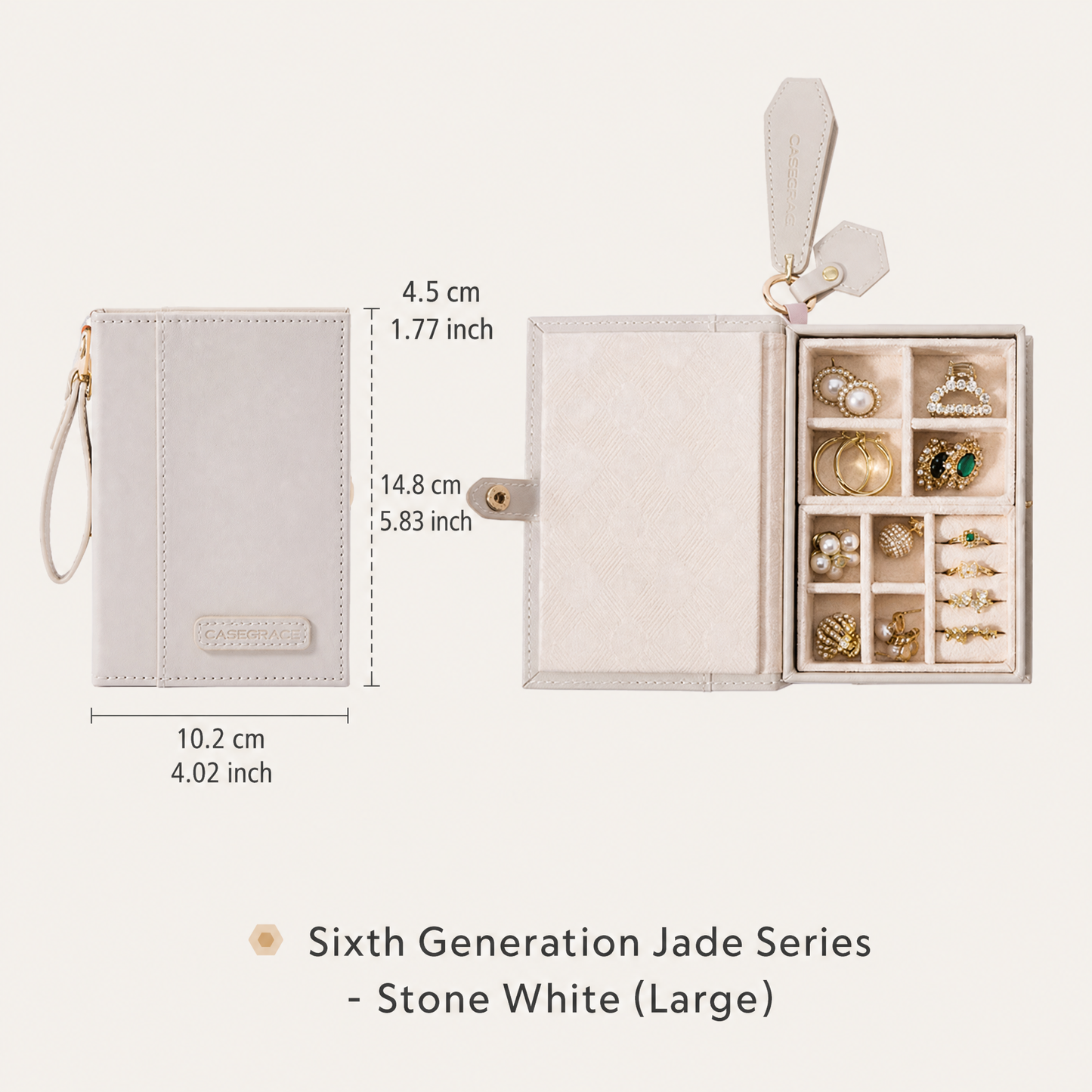 Casegrace Portable Travel Jewelry Box with Wrist Strap, PU Leather Organizer Case for Rings Earrings, Gift for Women Girls