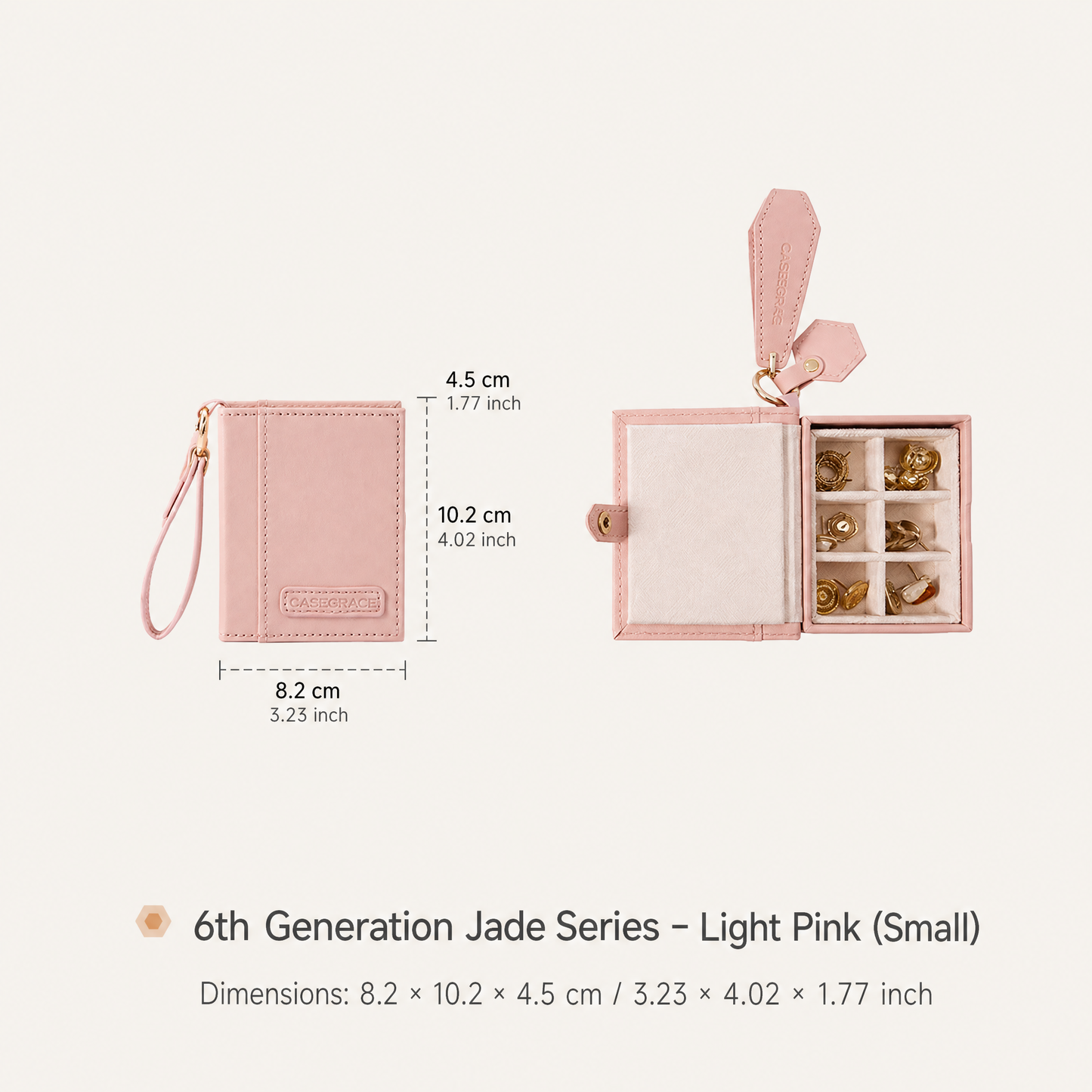 Casegrace Portable Travel Jewelry Box with Wrist Strap, PU Leather Organizer Case for Rings Earrings, Gift for Women Girls