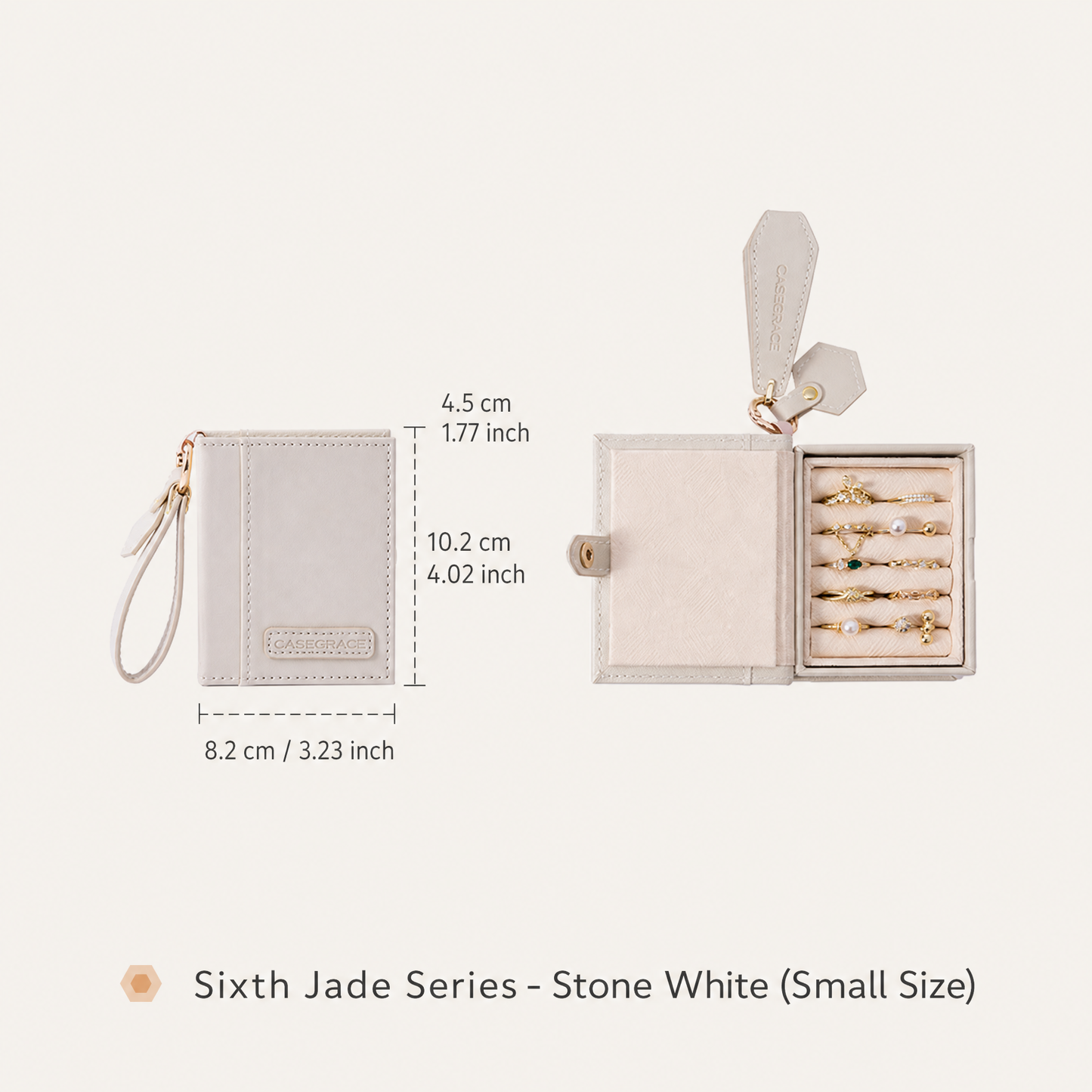 Casegrace Portable Travel Jewelry Box with Wrist Strap, PU Leather Organizer Case for Rings Earrings, Gift for Women Girls