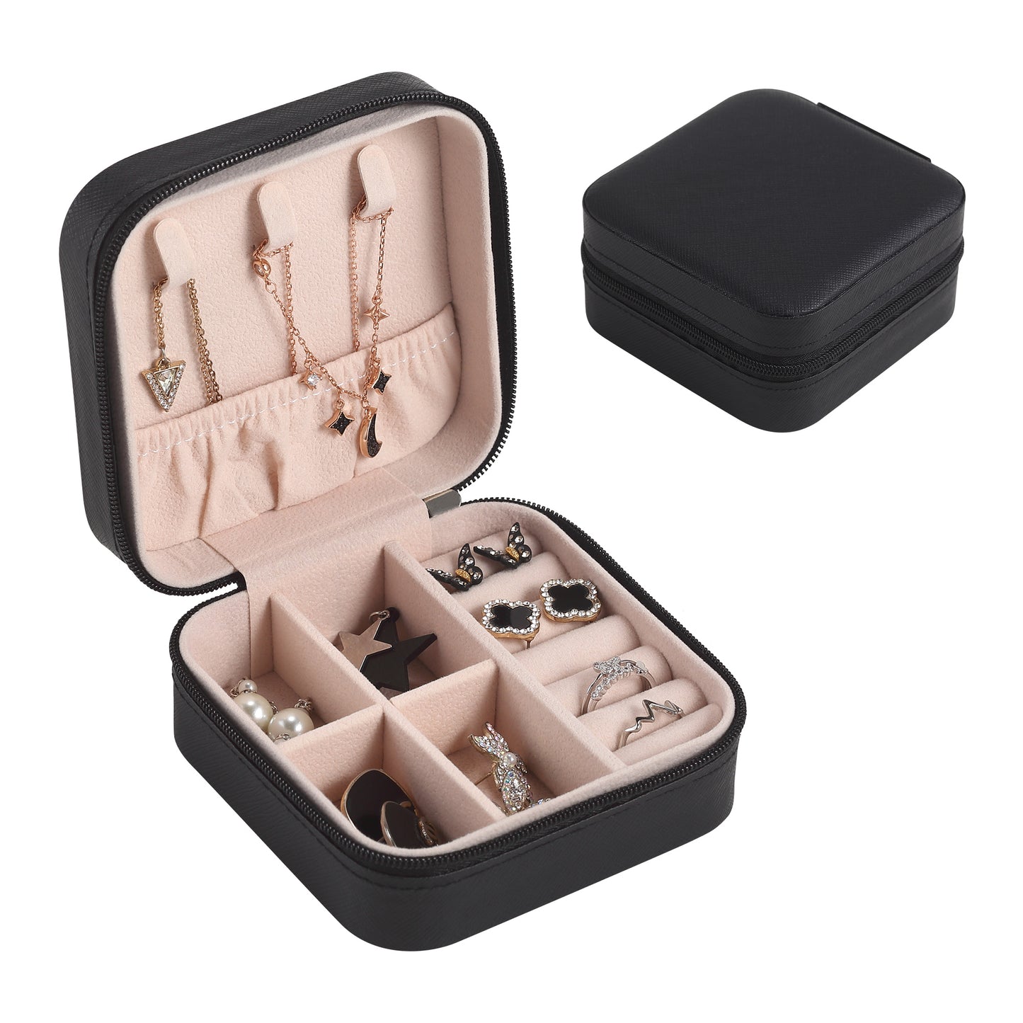 Travel Faux Leather Jewelry Box with Zip
