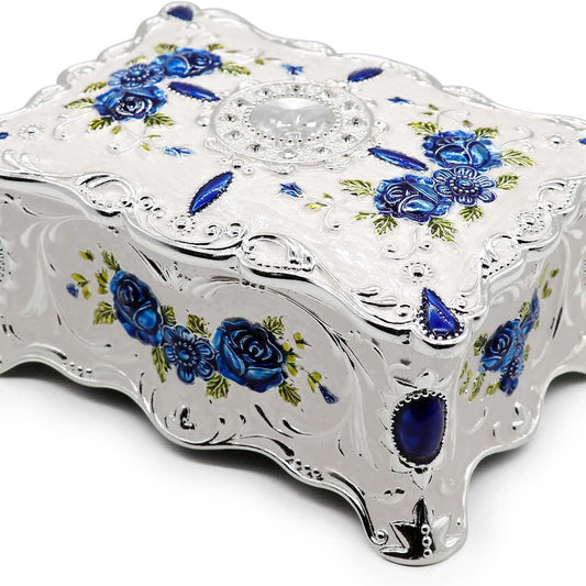 Luxury Vintage Rectangle Metal Alloy Jewelry Box