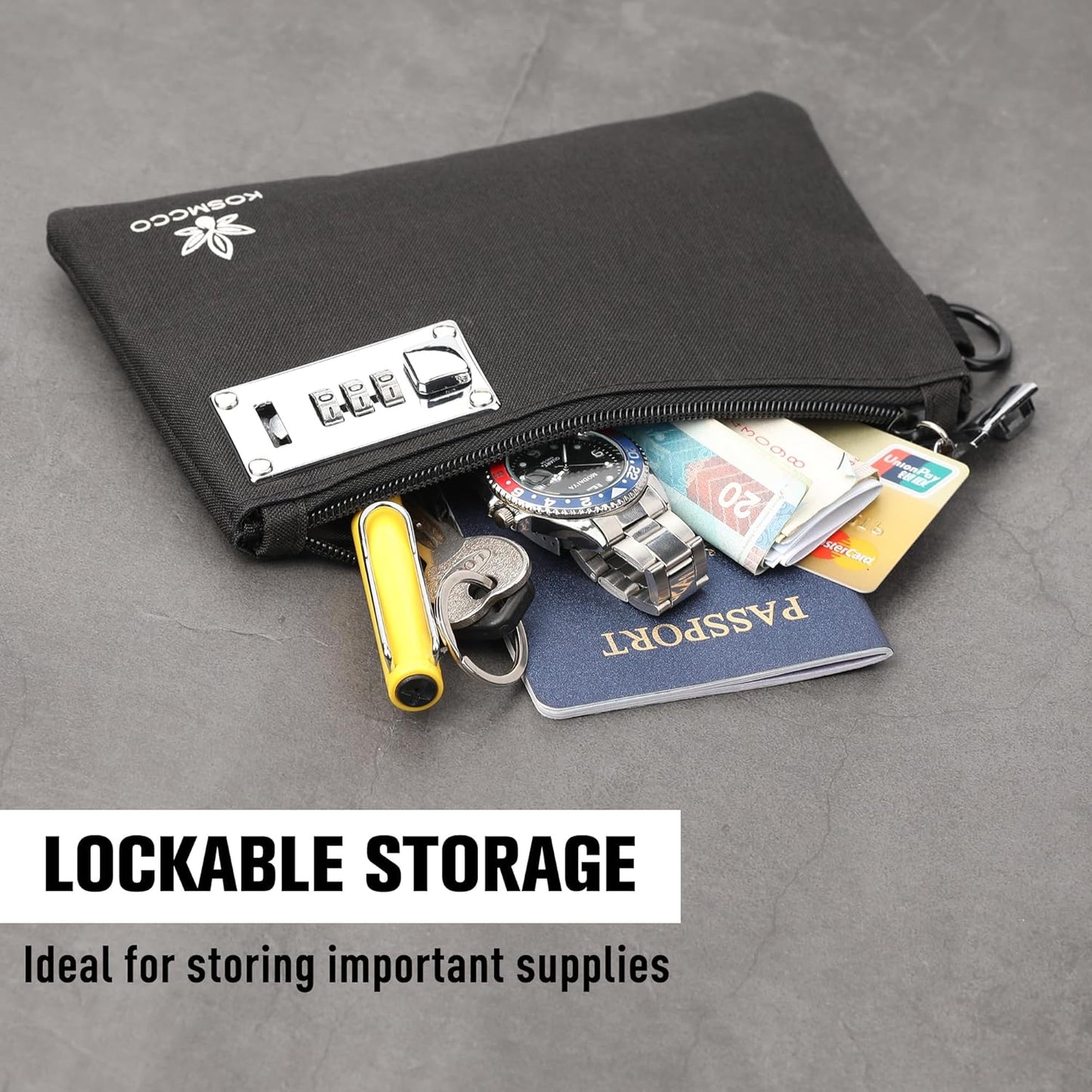 2Pcs Lockable Money Bag