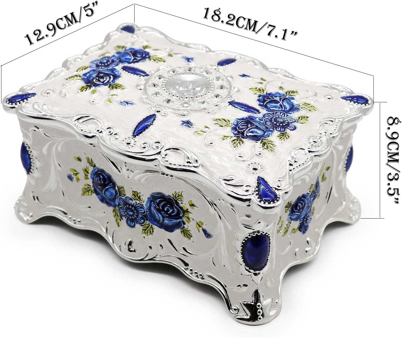 Luxury Vintage Rectangle Metal Alloy Jewelry Box