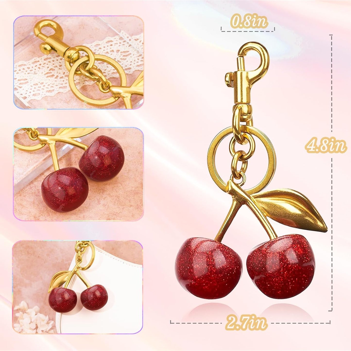Cherry Keychain Bag Purse Charms For Handbags