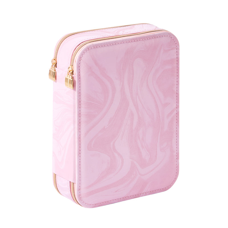 Casegrace Portable Travel Jewelry Box, Dual-Side Double Zipper Storage Layout Jewelry Organizer Case for Rings Earrings Necklaces Bracelets