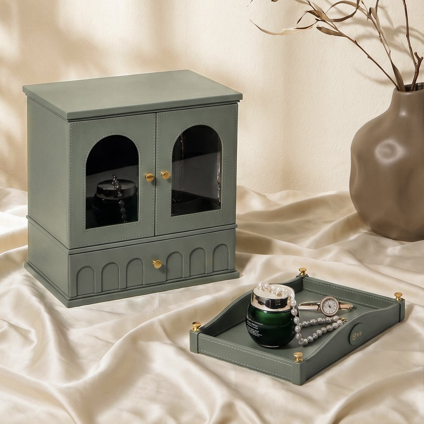 Casegrace French Vintage Jewelry Cabinet Multi-zone Organizer With Detachable Drawer Inserts