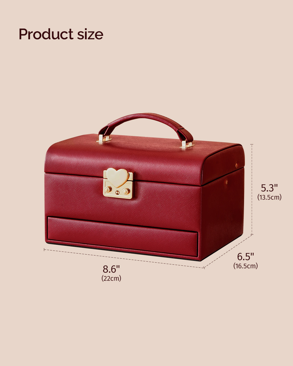 3 Layers Leather Jewelry Storage Box with Lock, Mirror