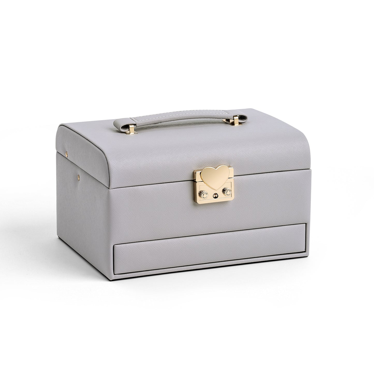 3 Layers Leather Jewelry Storage Box with Lock, Mirror