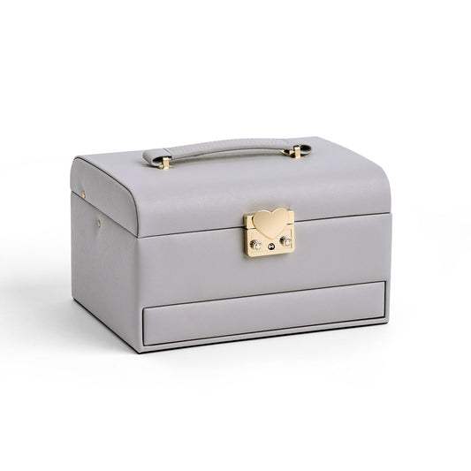 3 Layers Leather Jewelry Storage Box with Lock, Mirror