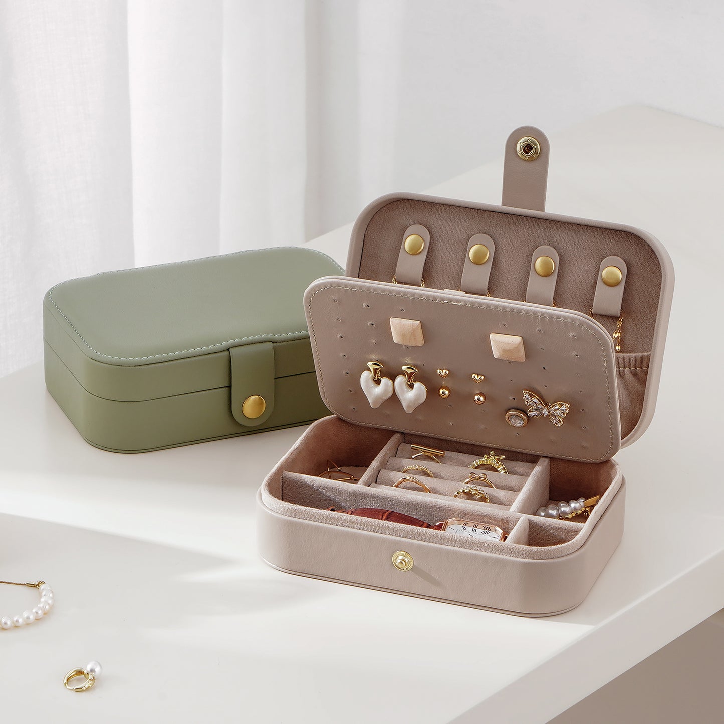 Travel Jewelry Case, PU Leather Jewelry Travel Organizer