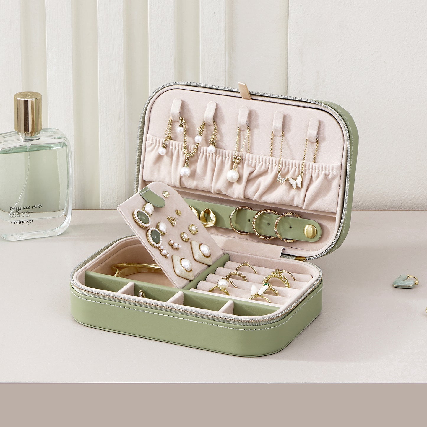 Travel Jewelry Case, PU Leather Jewelry Organizer Travel
