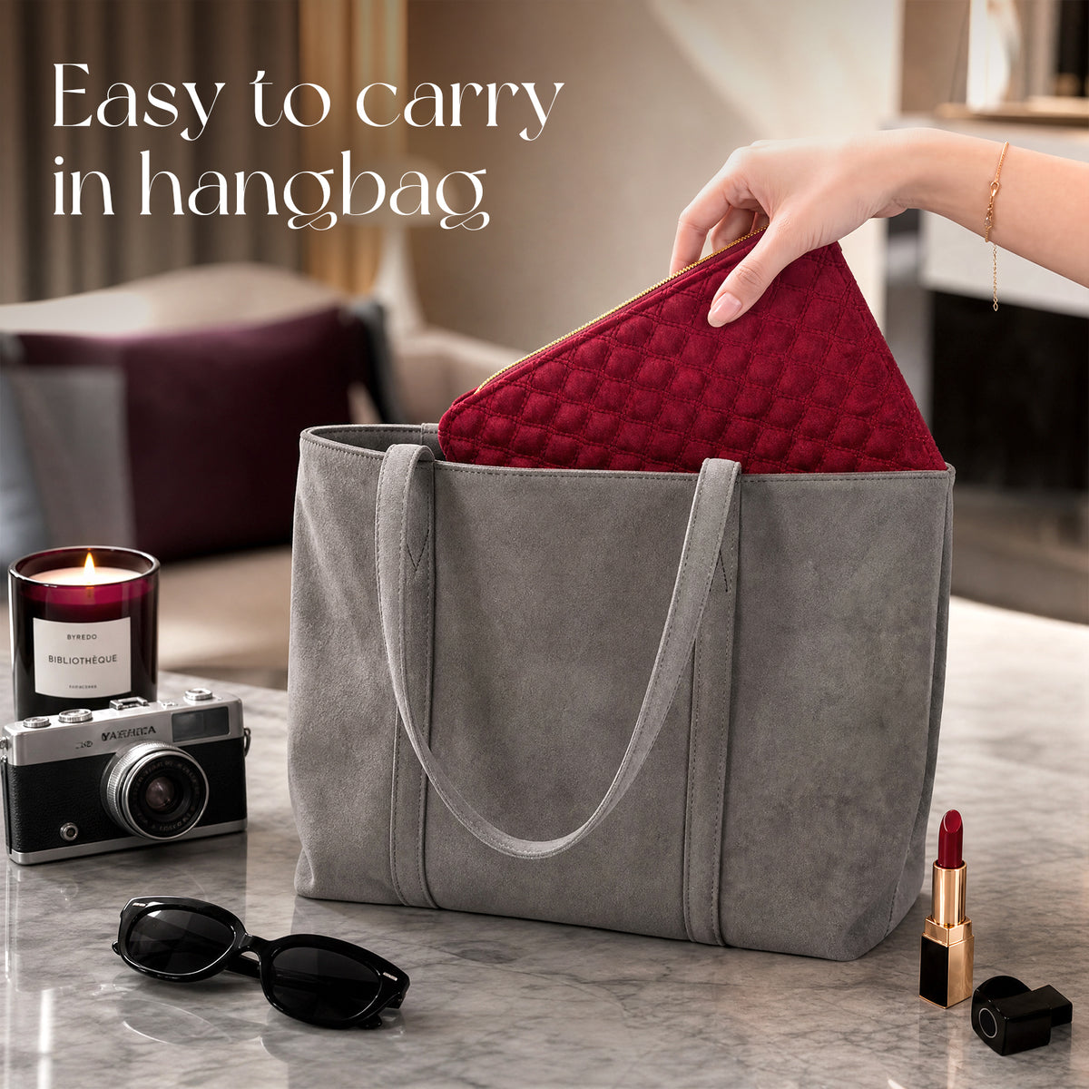 CASEGRACE Velvet Travel Jewelry Book with Combination Lock, Removable Zipper Pouch Jewelry Organizer