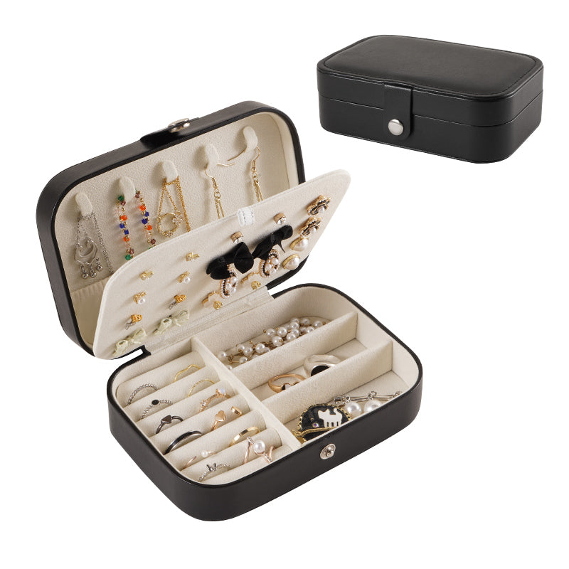 Casegrace Portable Travel Leather Jewelry Box for Earring Necklace Ring Organizer