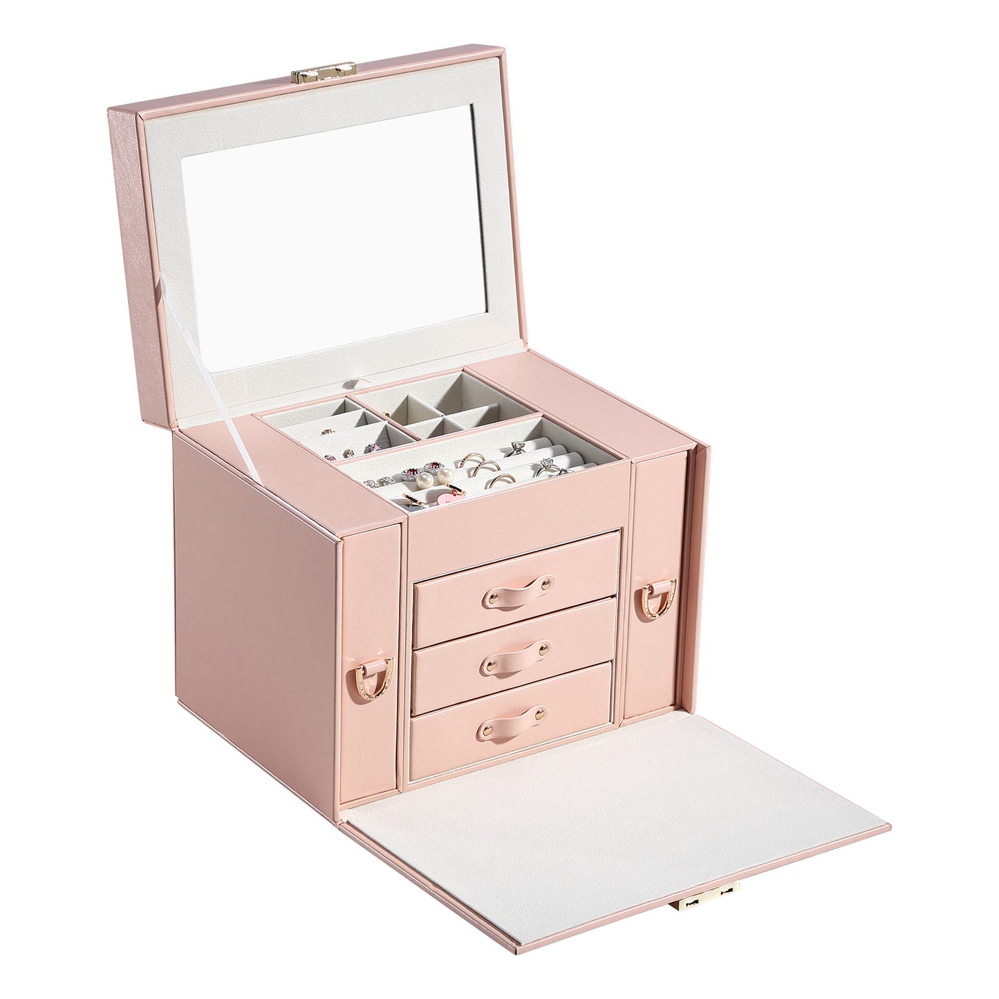 Supersize Jewelry Box with Lock and Mirror, Christmas Gift for Women Lady Girls