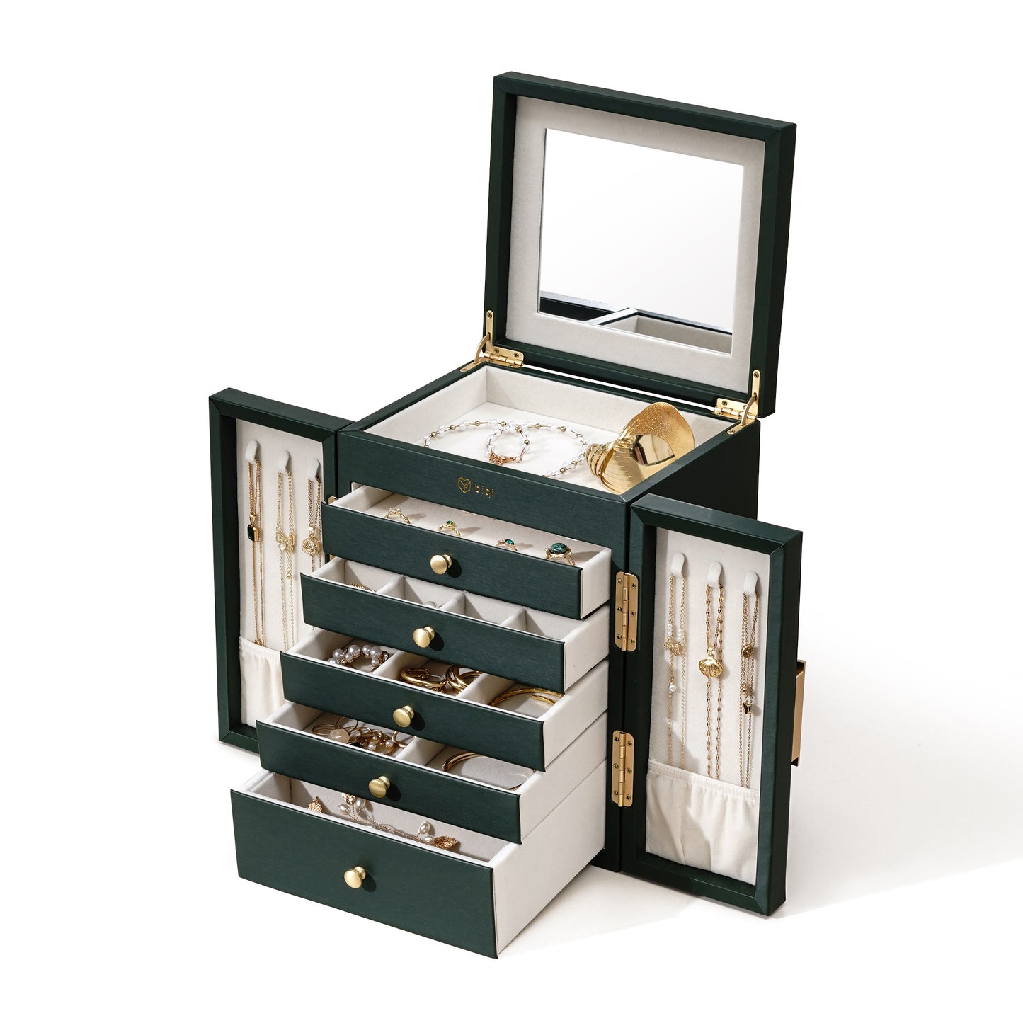 6-Tier Jewelry Organizer Box with Mirror