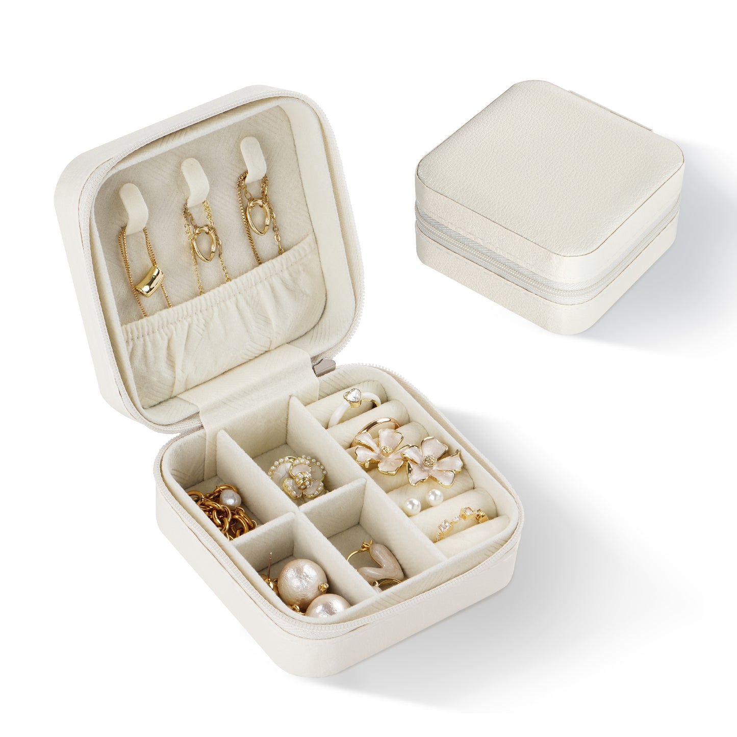 Travel Faux Leather Jewelry Box with Zip