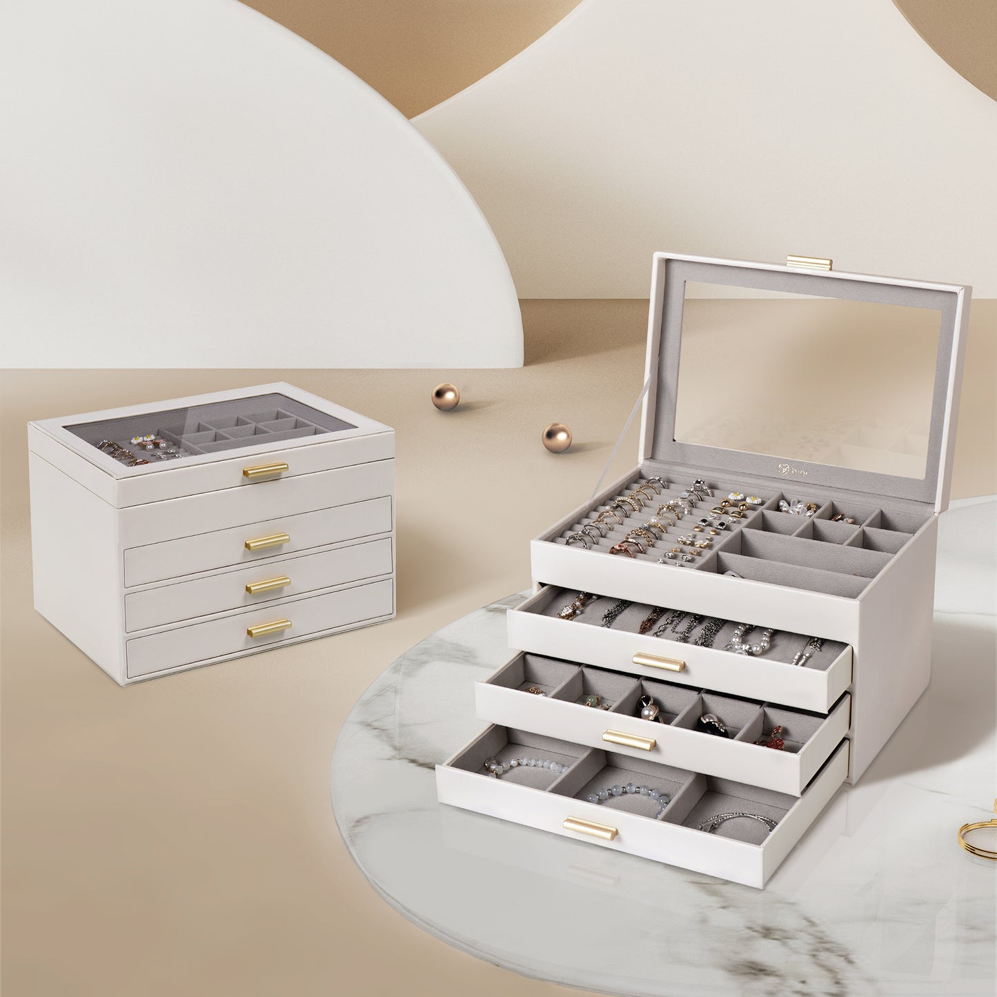 4-Layer Jewelry Organizer with Clear Lid