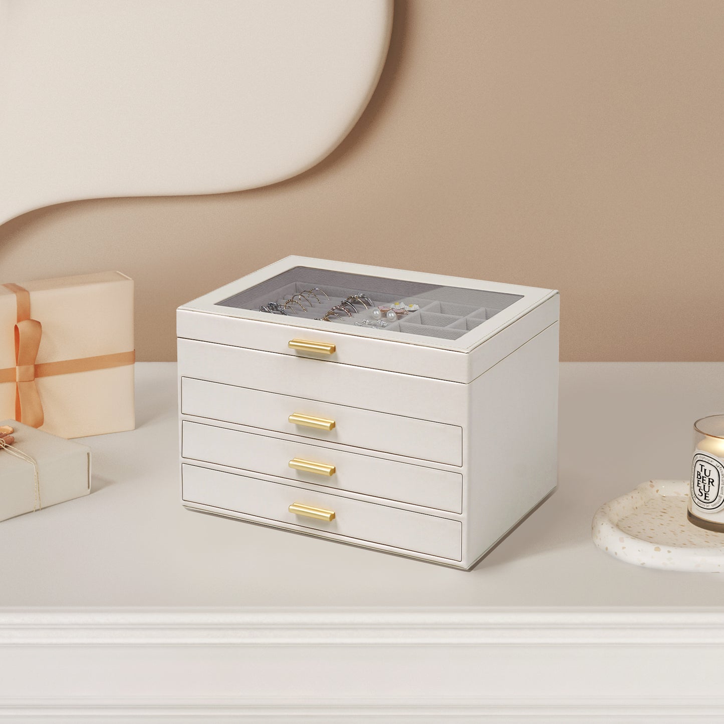 4-Layer Jewelry Organizer with Clear Lid