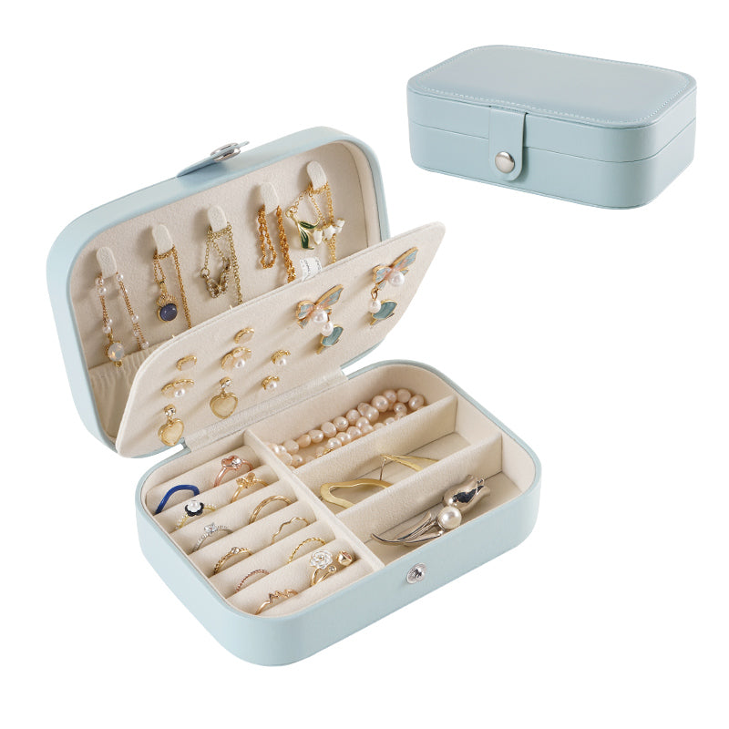Casegrace Portable Travel Leather Jewelry Box for Earring Necklace Ring Organizer