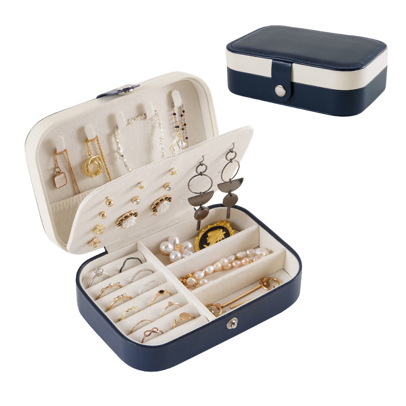 Casegrace Portable Travel Leather Jewelry Box for Earring Necklace Ring Organizer