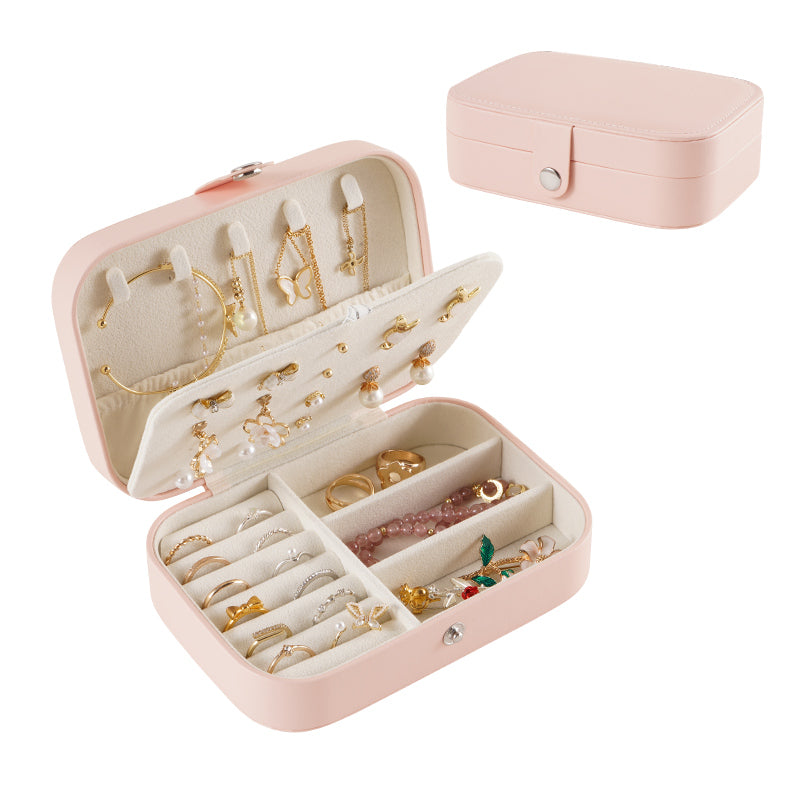 Casegrace Portable Travel Leather Jewelry Box for Earring Necklace Ring Organizer