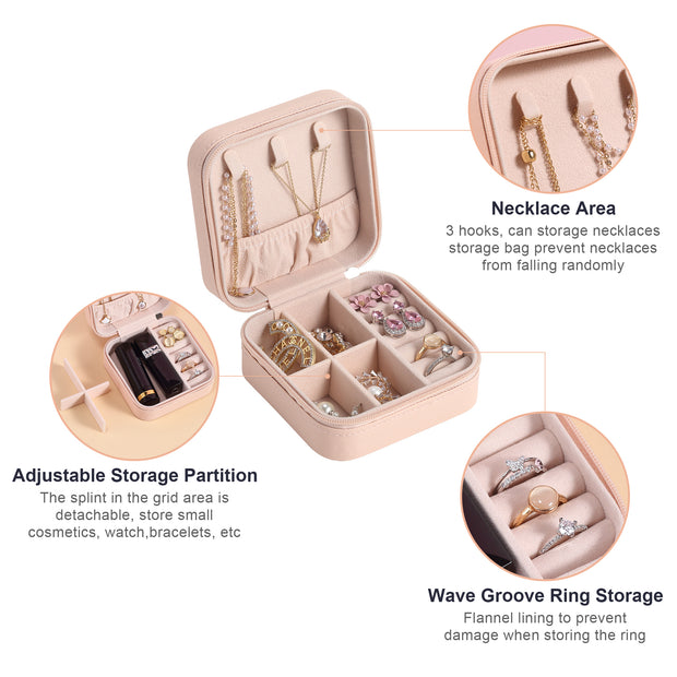 CASEGRACE Travel Portable Jewelry Box with Zip