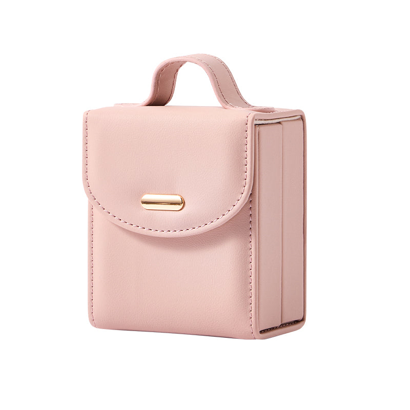 Casegrace Tri‑Fold Portable Handle Travel Jewelry Box, PU Leather Jewelry Organizer