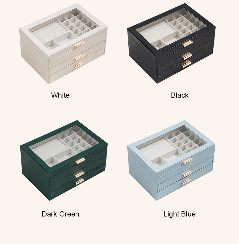 CASEGRACE 3-Layer Faux Leather Jewelry Box