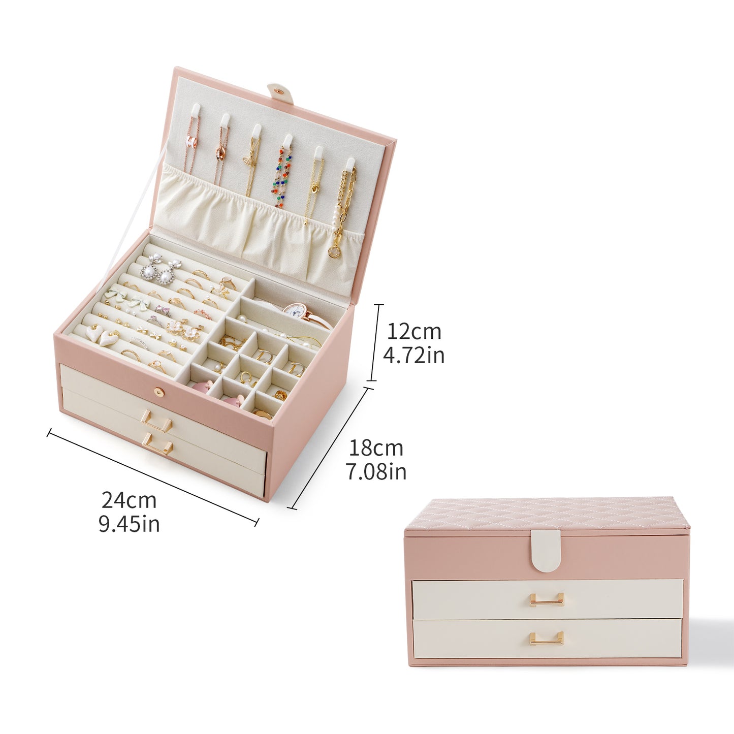 CASEGRACE Three-layer Jewelry Box with Two Drawers