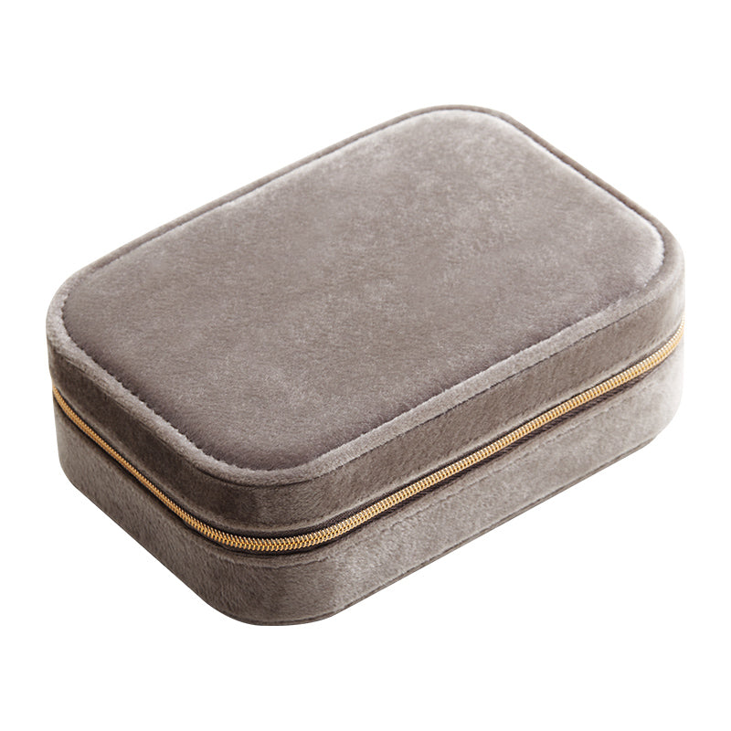 CASEGRACE Travel Zippered Plush Velvet Jewelry Box Earring Case