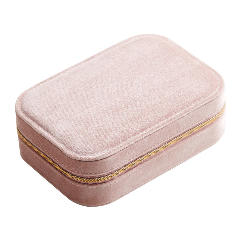 CASEGRACE Travel Zippered Plush Velvet Jewelry Box Earring Case