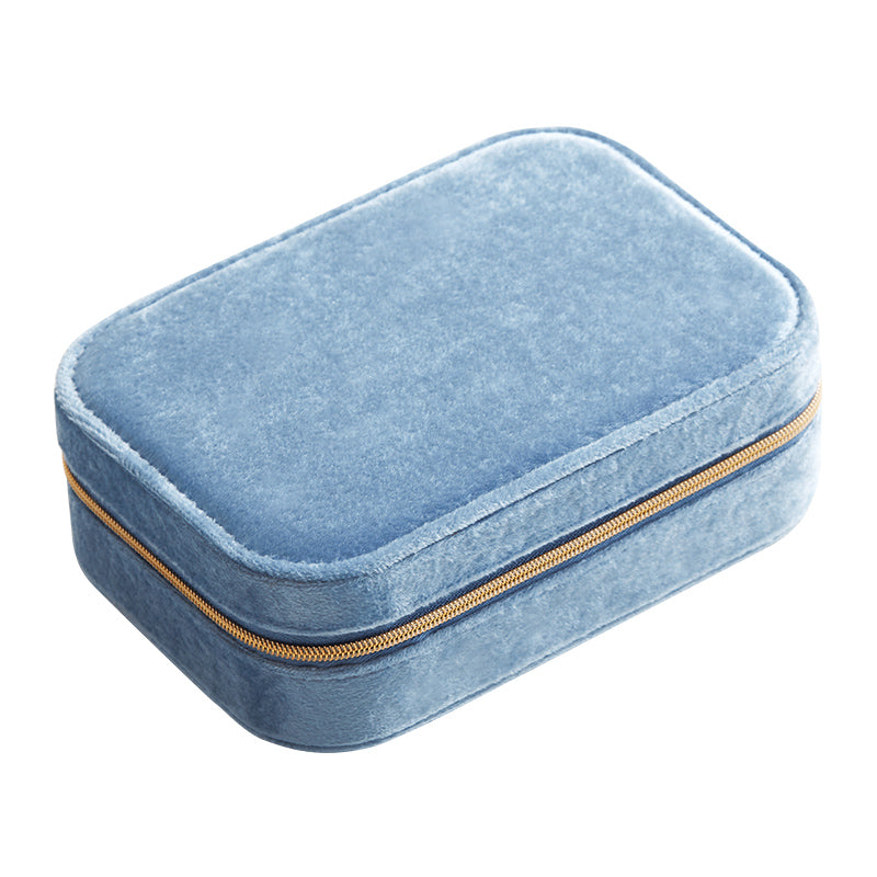 CASEGRACE Travel Zippered Plush Velvet Jewelry Box Earring Case