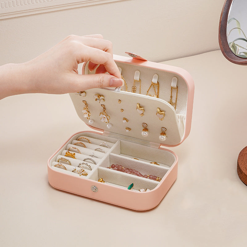 Casegrace Portable Travel Leather Jewelry Box for Earring Necklace Ring Organizer
