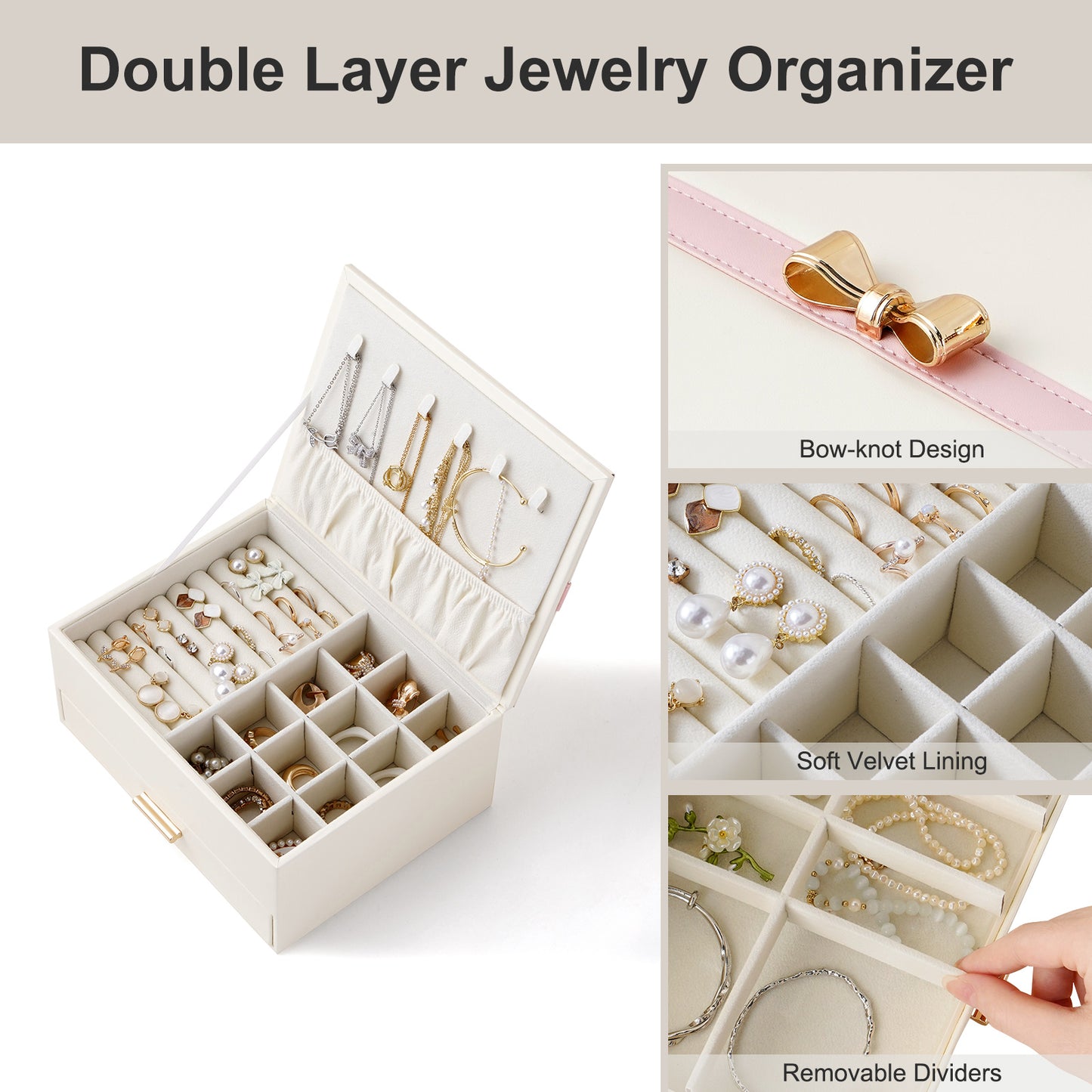 Bow-Series 2-layer Flip Jewelry Box
