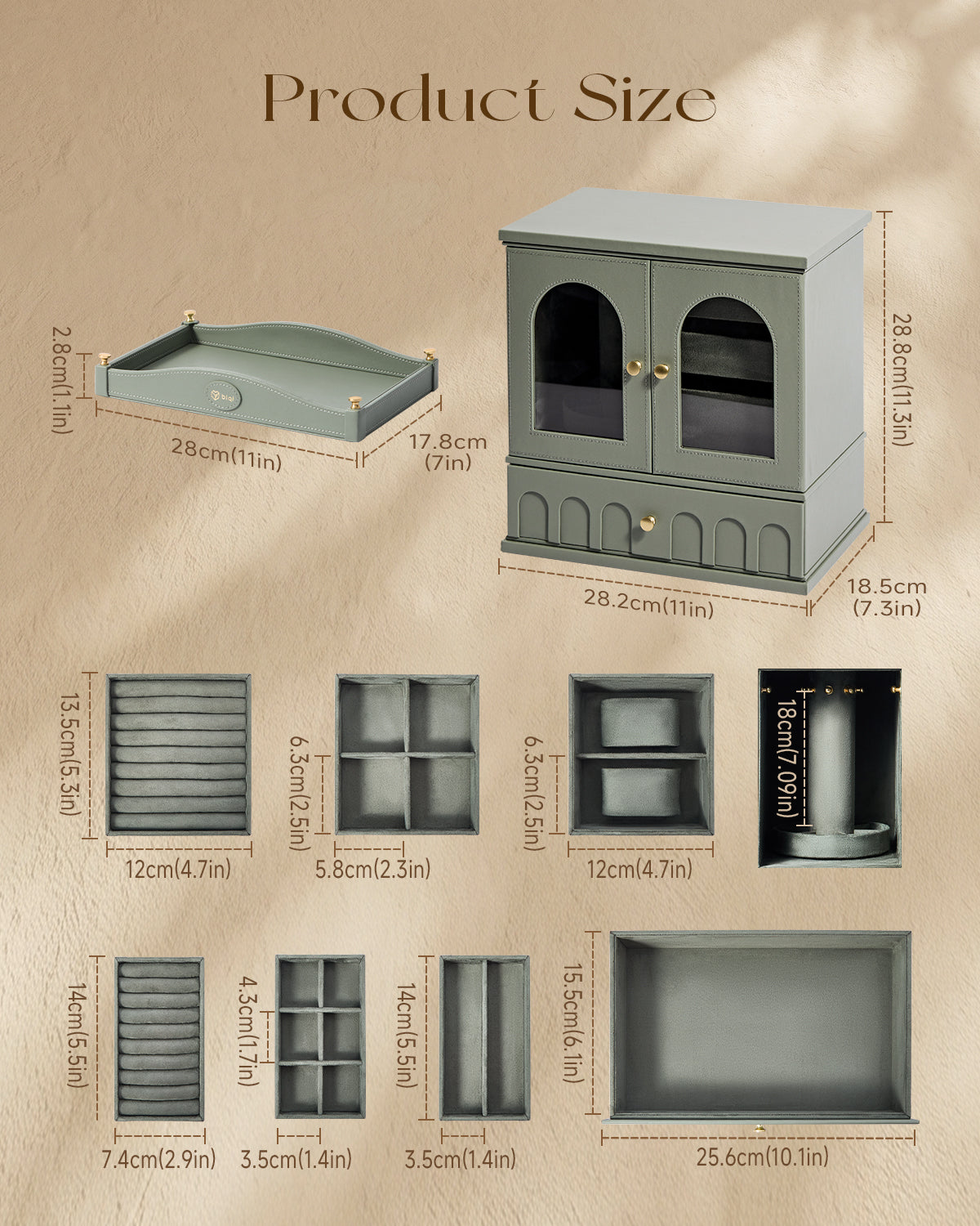 Casegrace French Vintage Jewelry Cabinet Multi-zone Organizer With Detachable Drawer Inserts