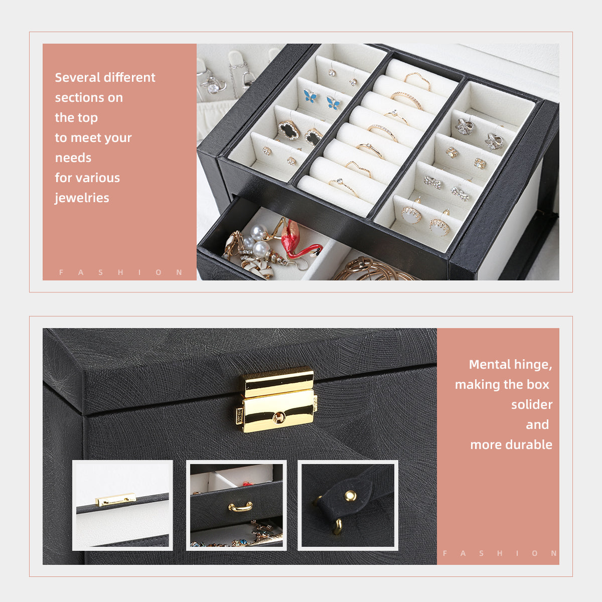 PU Leather Jewelry Storage Box Travel Jewelry Organizer